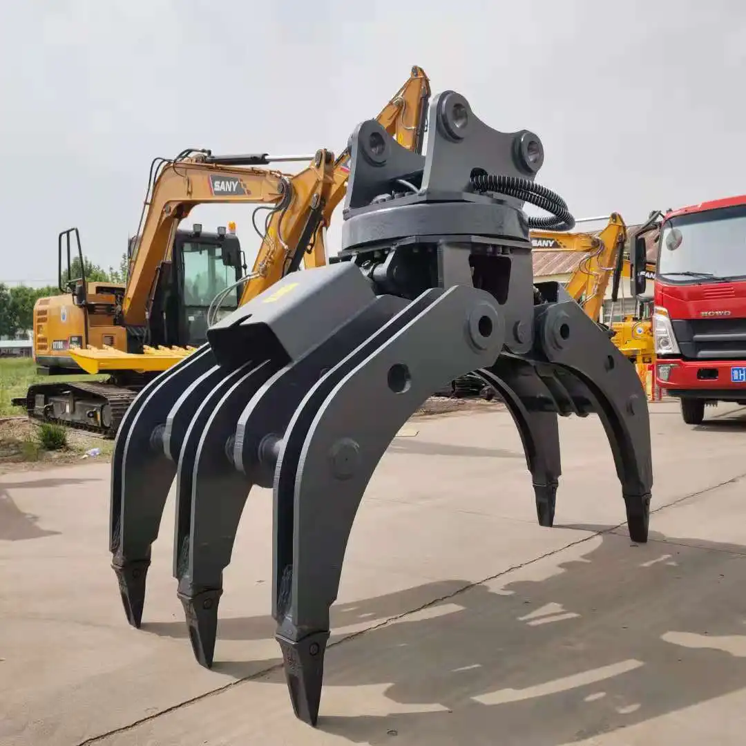 What is the difference between an excavator grab arm and a grapple?